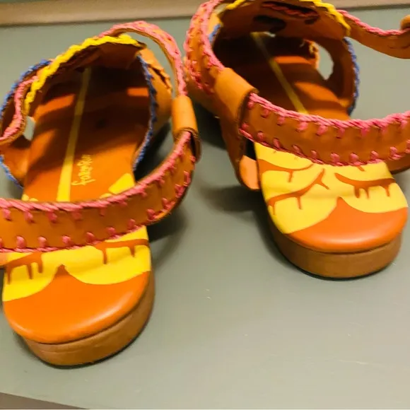 Farm Rio Caramel Palm Tree Sandal Rainbow
