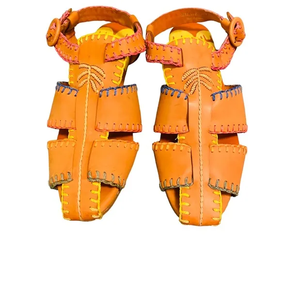 Farm Rio Caramel Palm Tree Sandal Rainbow