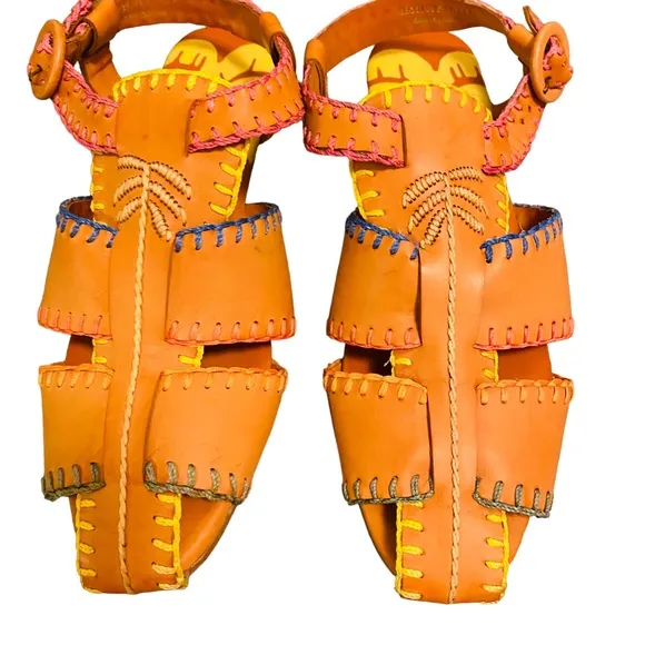 Farm Rio Caramel Palm Tree Sandal Rainbow