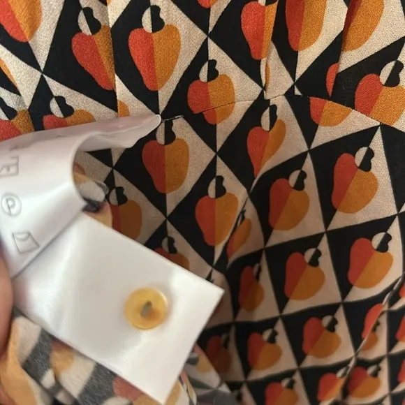FARM RIO Graphic Cashew Maxi Dress Orange Black Pumpkin Long sleeve size XSmall