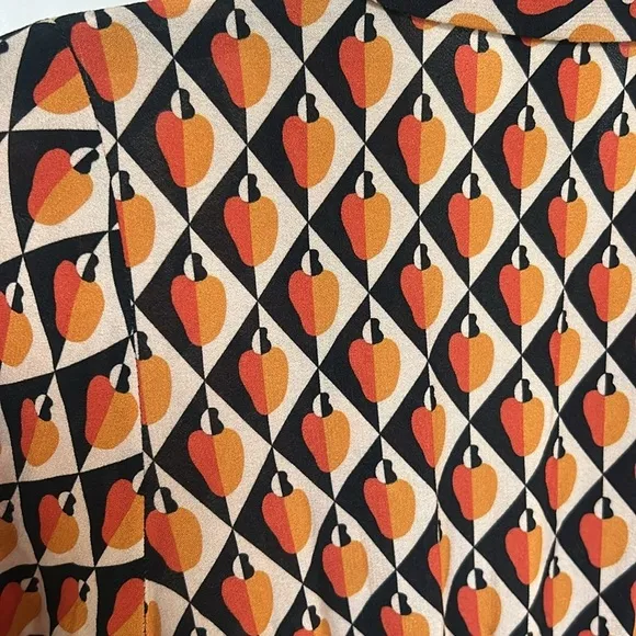 FARM RIO Graphic Cashew Maxi Dress Orange Black Pumpkin Long sleeve size XSmall