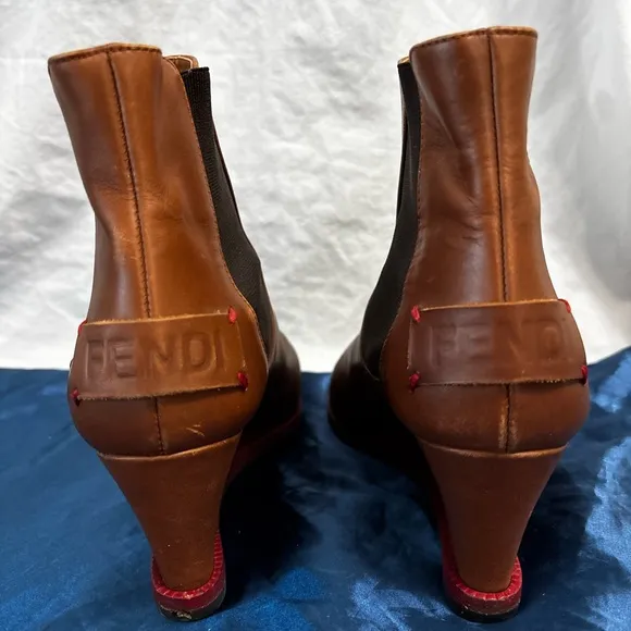 Fendi Brown and Black Ankle Boots Timeless Elegance