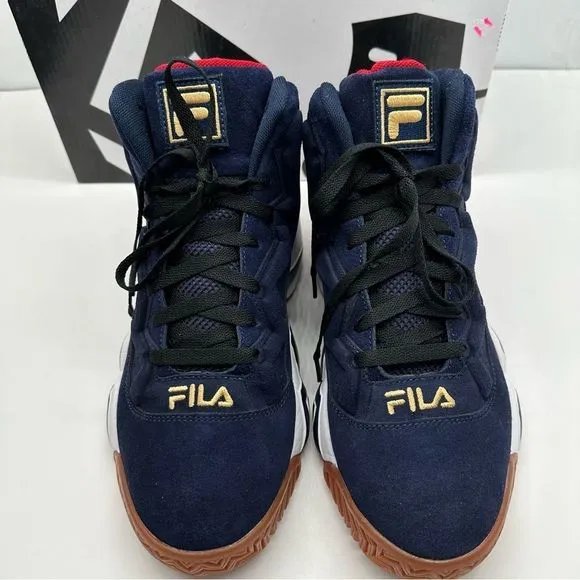 Fila MB Mens 10.5 Basketball Shoes Sneakers Suede Blue/White/Gold New Athletic
