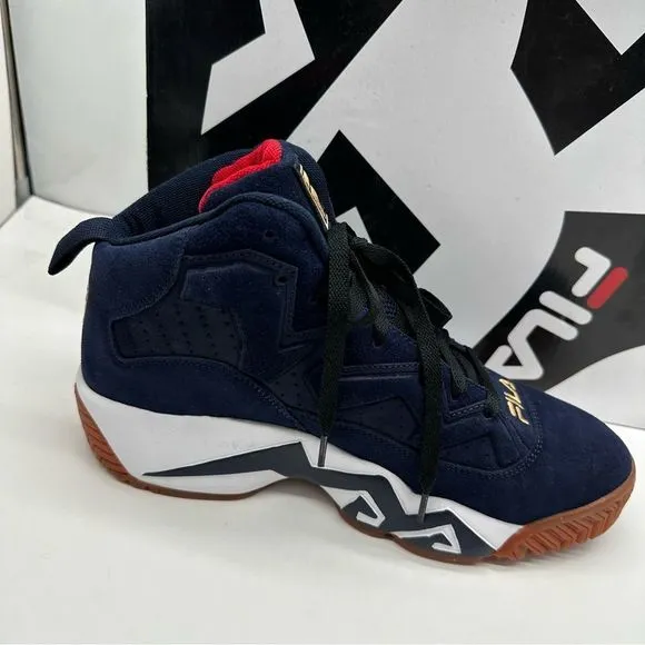 Fila MB Mens 10.5 Basketball Shoes Sneakers Suede Blue/White/Gold New Athletic