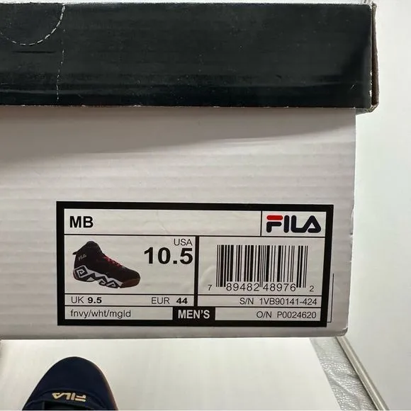 Fila MB Mens 10.5 Basketball Shoes Sneakers Suede Blue/White/Gold New Athletic