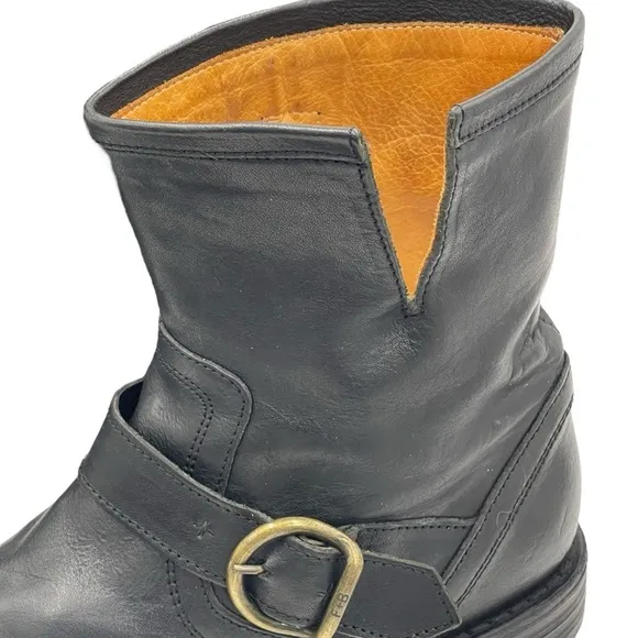 Fiorentini   Baker Eternity Eli Black Leather Moto Combat Boots Ankle Boots 39/9