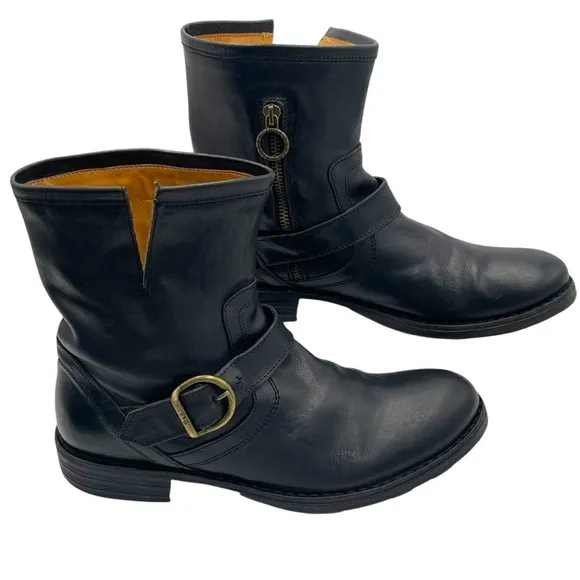 Fiorentini   Baker Eternity Eli Black Leather Moto Combat Boots Ankle Boots 39/9