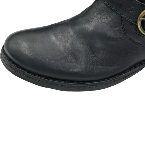 Fiorentini   Baker Eternity Eli Black Leather Moto Combat Boots Ankle Boots 39/9