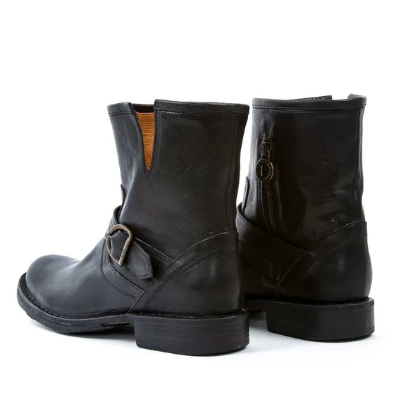 Fiorentini   Baker Eternity Eli Black Leather Moto Combat Boots Ankle Boots 39/9