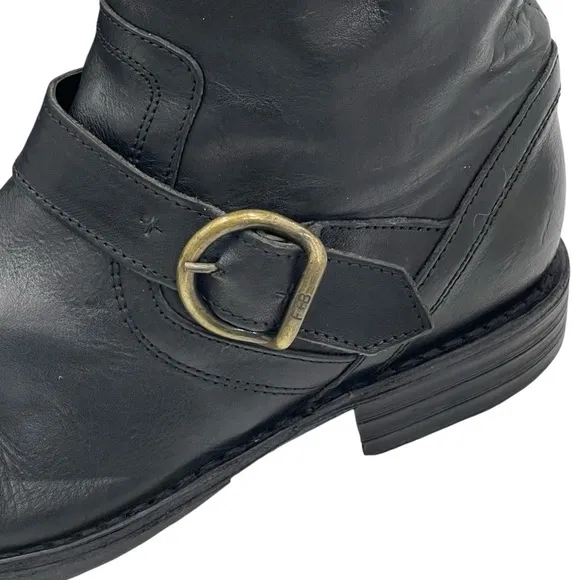Fiorentini   Baker Eternity Eli Black Leather Moto Combat Boots Ankle Boots 39/9