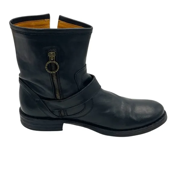 Fiorentini   Baker Eternity Eli Black Leather Moto Combat Boots Ankle Boots 39/9