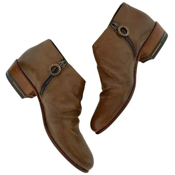Fiorentini Baker‎ Slouchy Ankle Booties Short Boots Zippered Italy Brown Size 36