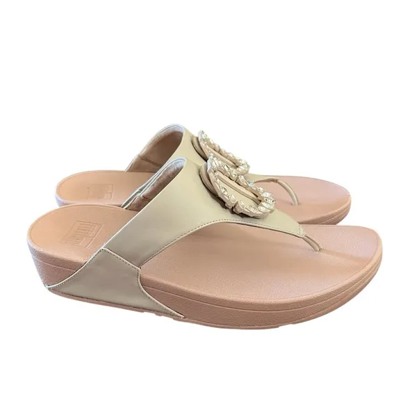 FitFlop  Lulu Crystal Circlet Leather Toe Post Sandals NEW Size 11