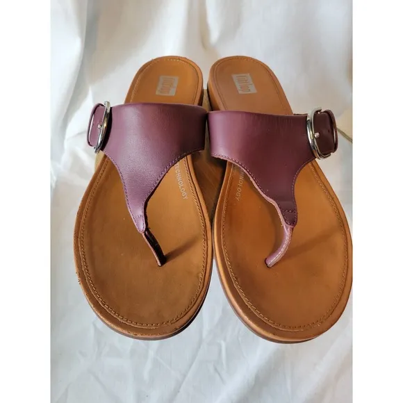 FitFlops Gracie Sandals Burgundy Buckle Womens Size 7 Dynamicush Technology