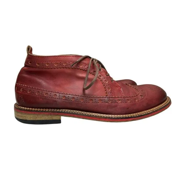 Fly London Original Classic Wingtip Leather Red Lace Up Boots Men’s Size 43