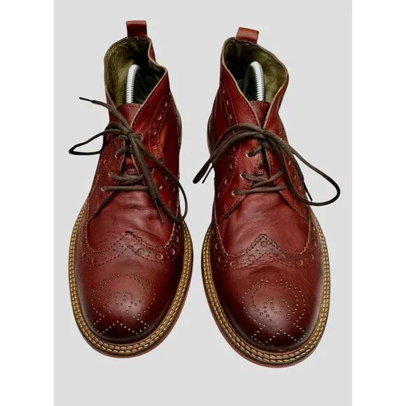 Fly London Original Classic Wingtip Leather Red Lace Up Boots Men’s Size 43