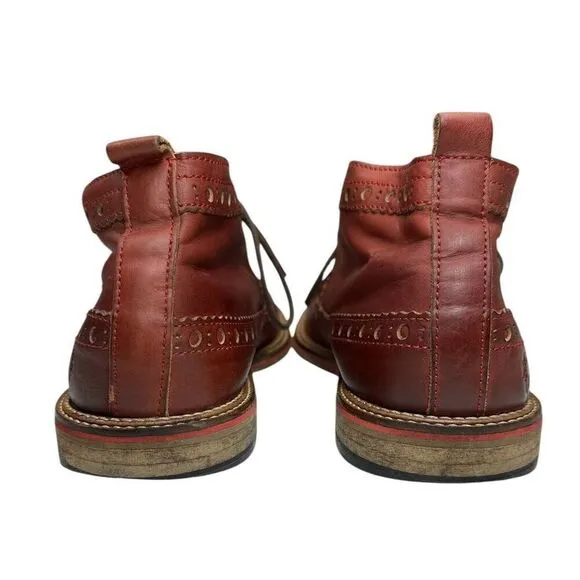 Fly London Original Classic Wingtip Leather Red Lace Up Boots Men’s Size 43
