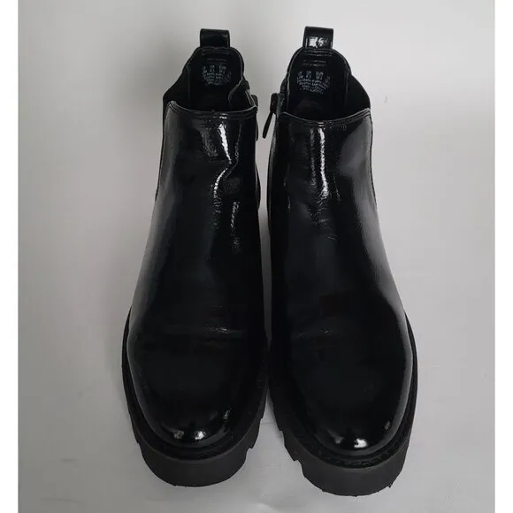 Franco Sarto L-BALINBOOTY Leather Patent Ankle Chelsea Boots. Size 9.5M