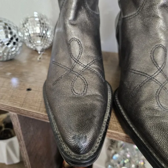 Franco Sarto RARE Brown Metallic Western Cowboy Boots Size 8.5