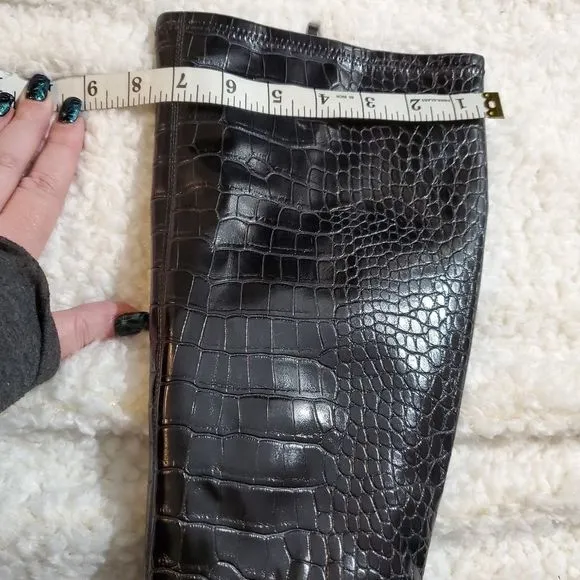 FRANCO Sarto tall faux crocodile chunky heeled contemporary boots sizes 9.5, 10