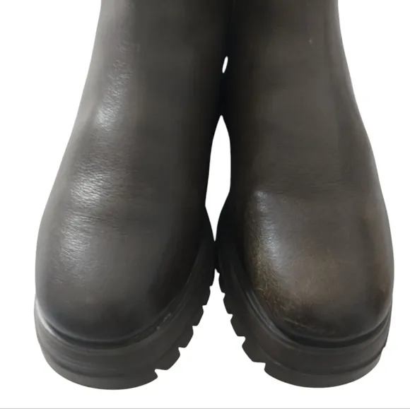 Franco Sarto Women's Chunky Combat  Leather Jersey Booties size 11M Platform Lug