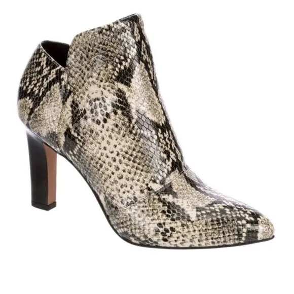 Franco Sarto Kora Snakeskin Heeled Ankle Boots Size 9 New