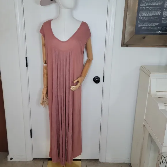 Free People Beach Oversized Resort Wear Maxi Dress Rust Rose Size XS