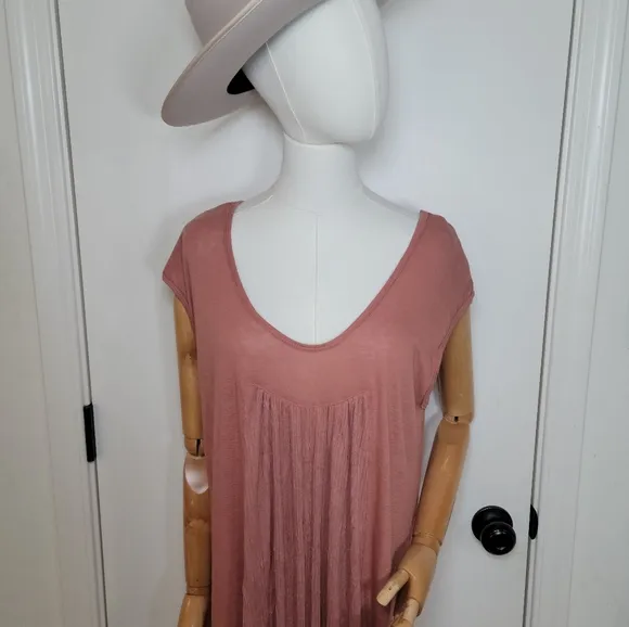 Free People Beach Oversized Resort Wear Maxi Dress Rust Rose Size XS