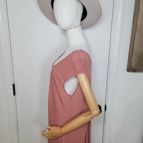 Free People Beach Oversized Resort Wear Maxi Dress Rust Rose Size XS