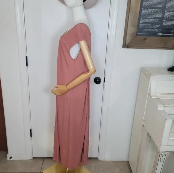 Free People Beach Oversized Resort Wear Maxi Dress Rust Rose Size XS