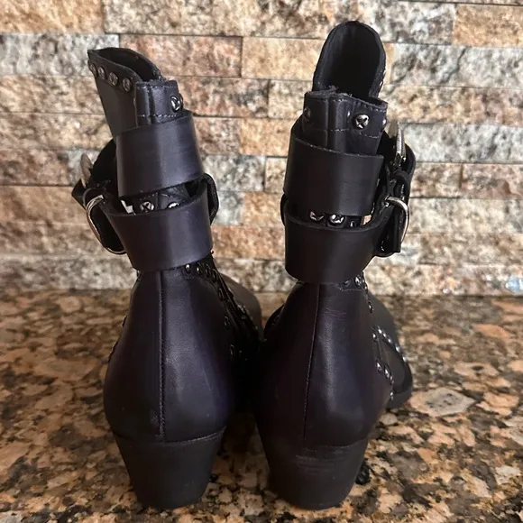Free People Billy Western Pointed Toe Studded Boots In Black