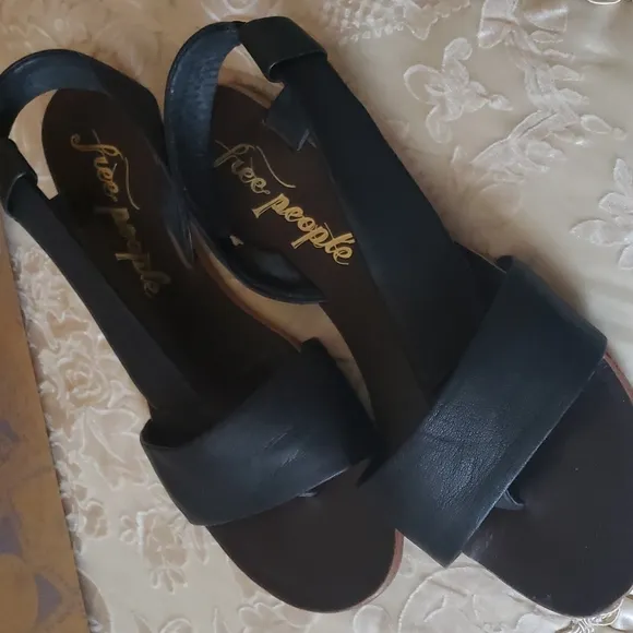 Free People Black Leather Sandals