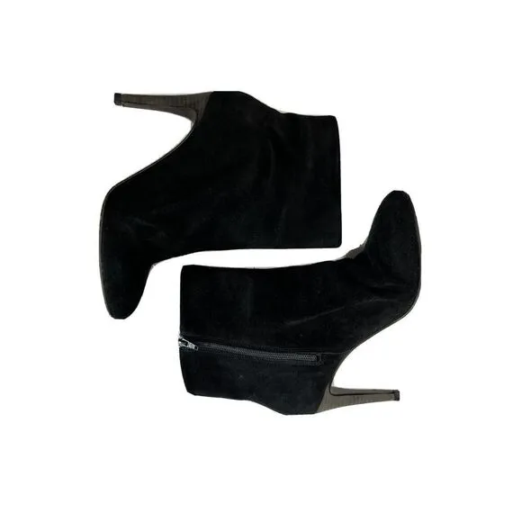 Free People Black Suede Slouch Ankle Pointed Toe Booties Size 40 EU 10 US Heel