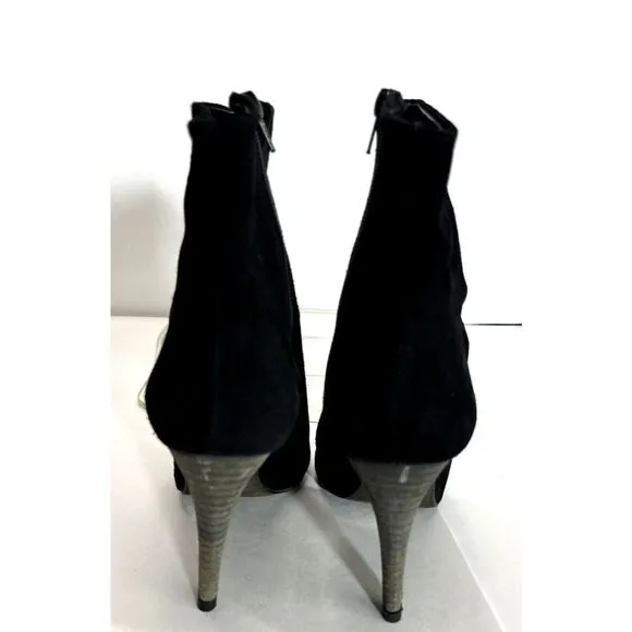 Free People Black Suede Slouch Ankle Pointed Toe Booties Size 40 EU 10 US Heel