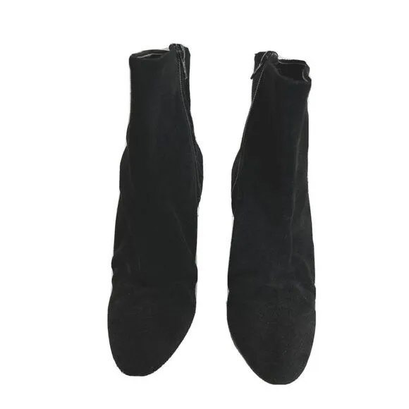 Free People Black Suede Slouch Ankle Pointed Toe Booties Size 40 EU 10 US Heel