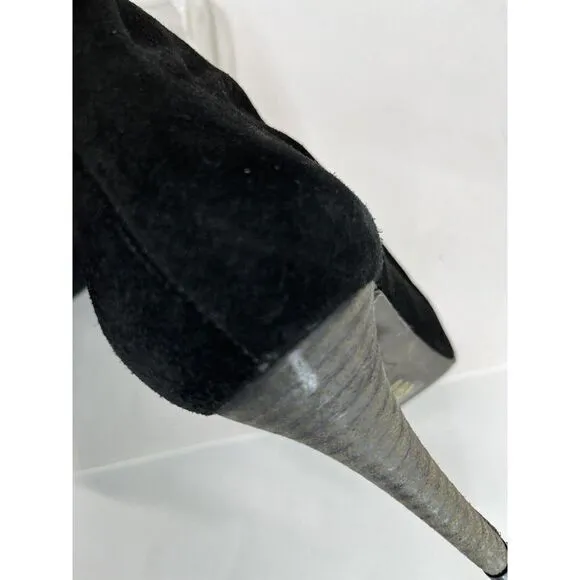 Free People Black Suede Slouch Ankle Pointed Toe Booties Size 40 EU 10 US Heel
