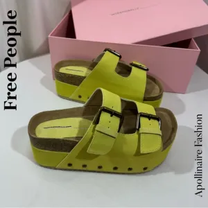 Free People by Intentionally Blank Cooper 2 Platform Sandals in Pistachio NIB