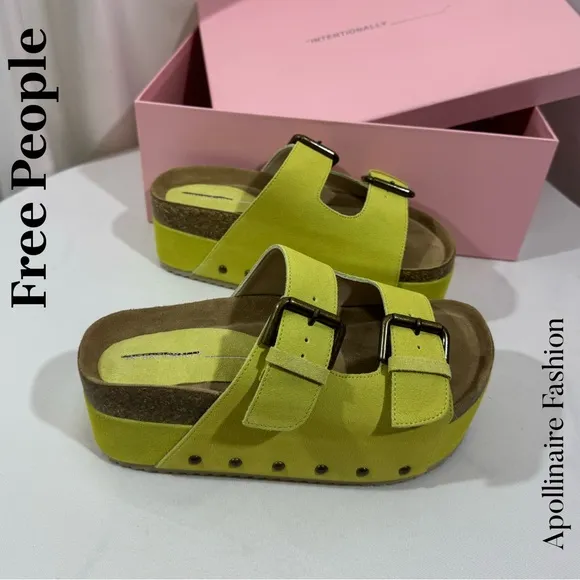Free People by Intentionally Blank Cooper 2 Platform Sandals in Pistachio NIB