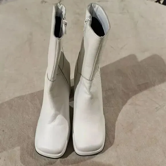 Free People Diba Melody Platform Ankle Boots US 7.5 White