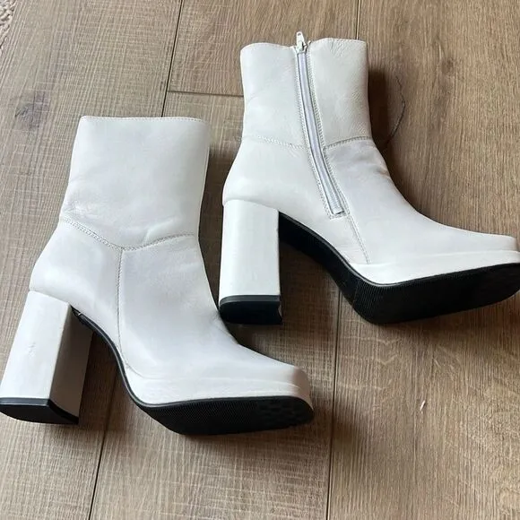 Free People Diba Melody Platform Ankle Boots US 7.5 White