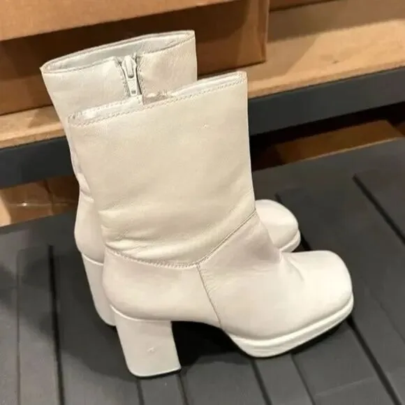 Free People Diba Melody Platform Ankle Boots US 7.5 White