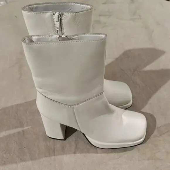 Free People Diba Melody Platform Ankle Boots US 7.5 White