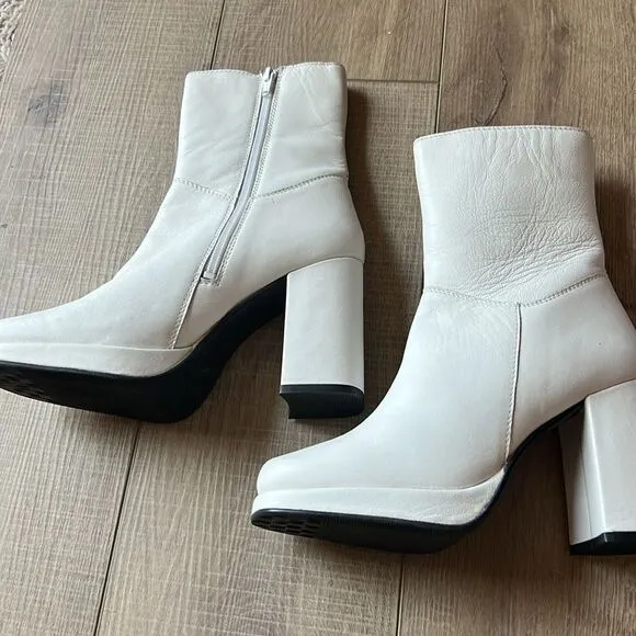 Free People Diba Melody Platform Ankle Boots US 7.5 White