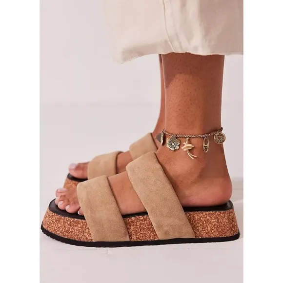 FREE PEOPLE Fairmount Flared Sandals / Pancake tan suede new in box size 9