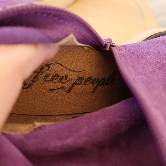 Free People Gigi chunky platform purple suede ankle boots