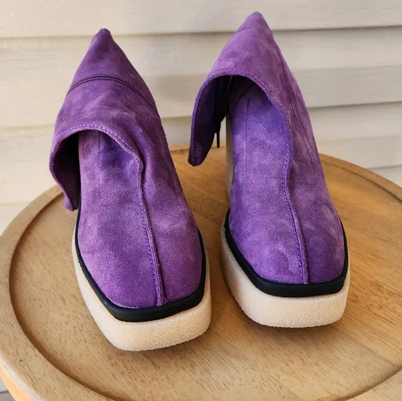 Free People Gigi chunky platform purple suede ankle boots