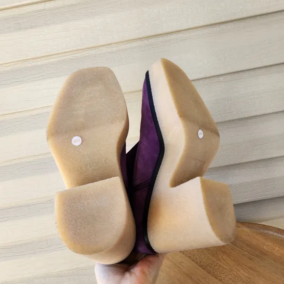 Free People Gigi chunky platform purple suede ankle boots