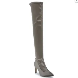 FREE PEOPLE GRAY SATIN OVER-THE-KNEE BOOTS