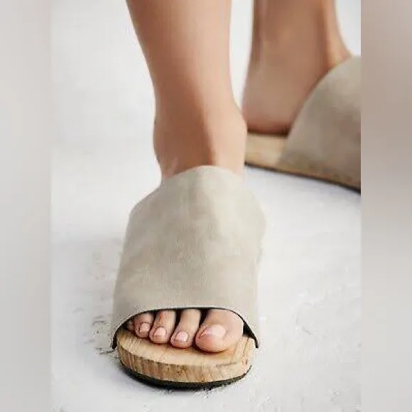 Free People Mainland Leather Wooden Slide Sandals
