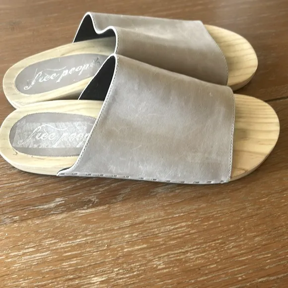 Free People Mainland Leather Wooden Slide Sandals